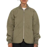 Women's Stussy 8 Ball Olive & Black Quilted Liner Nylon Jacket