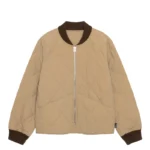 Women's Stussy Eight Ball Light Brown Quilted Liner Nylon Jacket