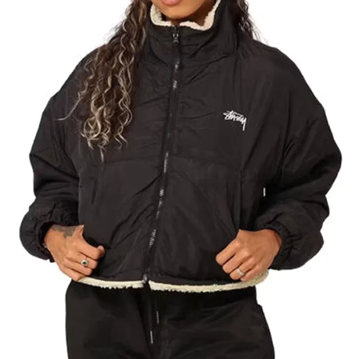 Women’s Stussy Reversible 8 Ball Sherpa Off -White Jacket