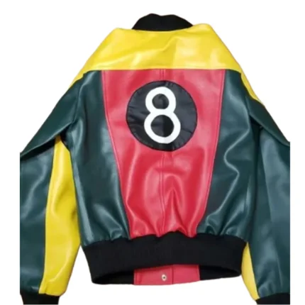 Women’s The Original David Puddy – Seinfeld Eight Ball Multi Color Real Leather Jacket